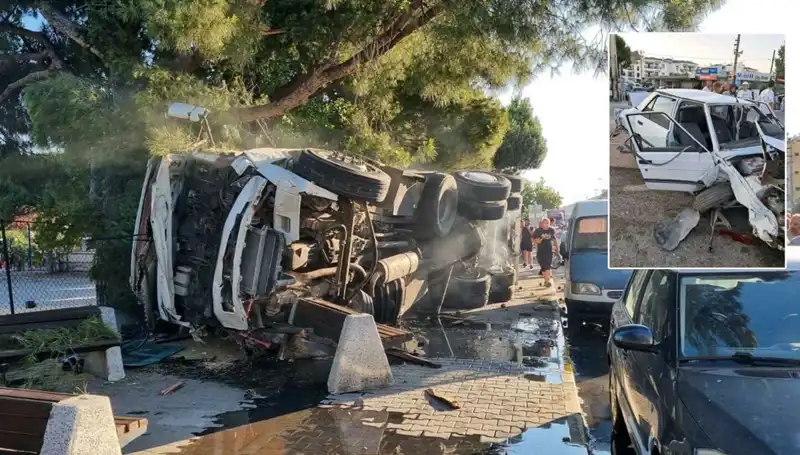 Freni Patlayan Kamyon, Trafik Işığında Bekleyen Araçlara Çarptı!